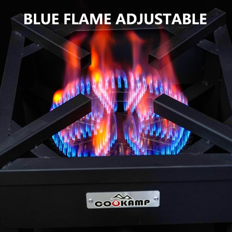 COOKAMP High Pressure Banjo 1-Burner Outdoor Propane Gas Cooker 260000 BTU with 0-30 PSI Adjustable Regulator and Steel Braided Hose For Outdoor Cooking Turkey Fry (BALCK) SA1750 - Image 3